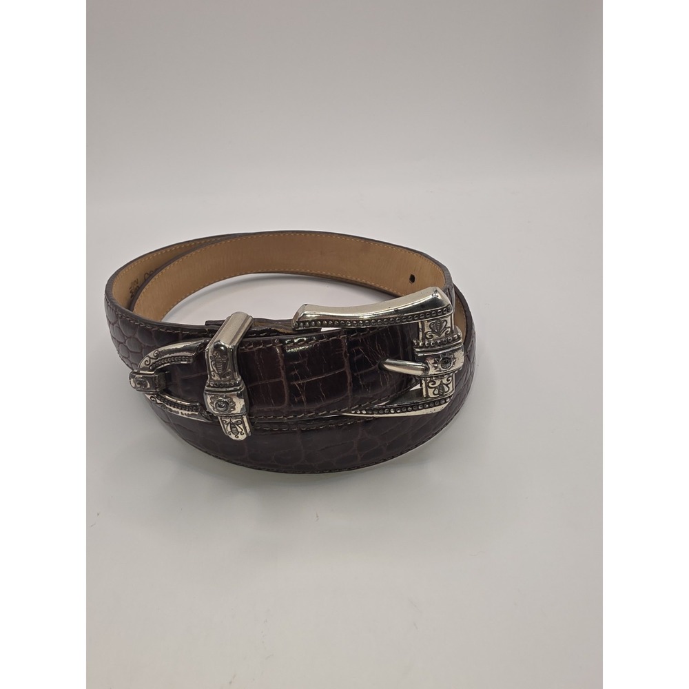 Brighton Brown Leather Belt Croc Embossed Western Buckle M/L 32  C6908 Cowgirl